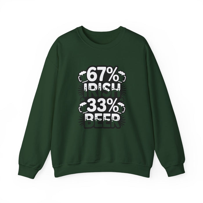 67% Irish 33% Beer Sweatshirt - funny sweatshirt by Cheeky Business