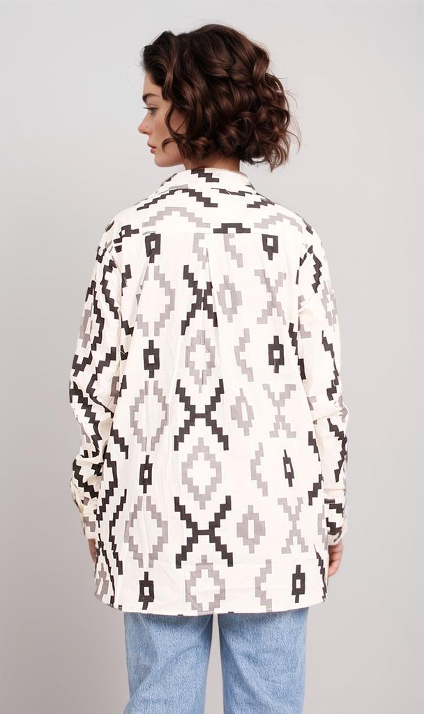 Abstract Geometric Print Oversized Shirt
