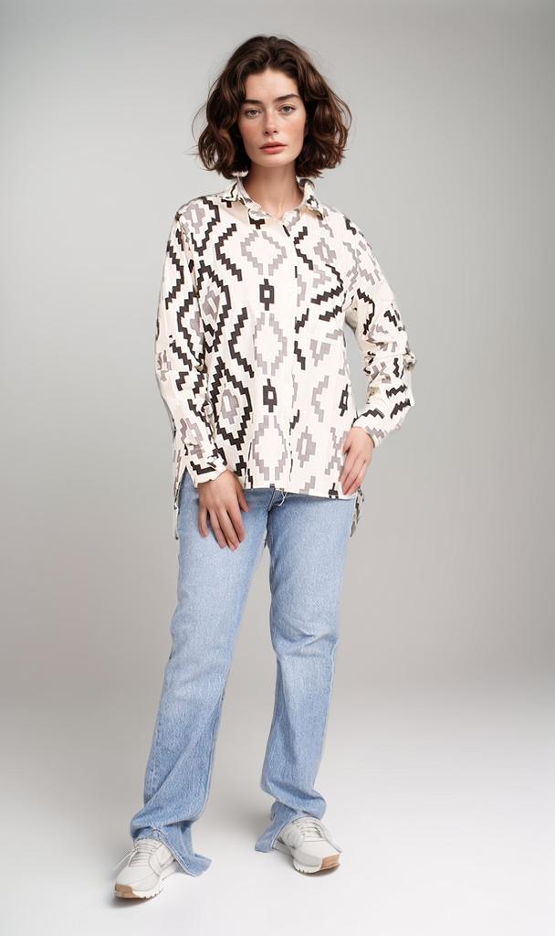 Abstract Geometric Print Oversized Shirt