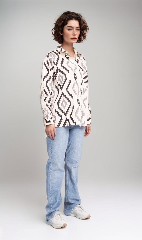 Abstract Geometric Print Oversized Shirt