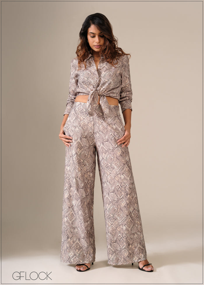 Abstract Printed Wide Leg Pant - 130326