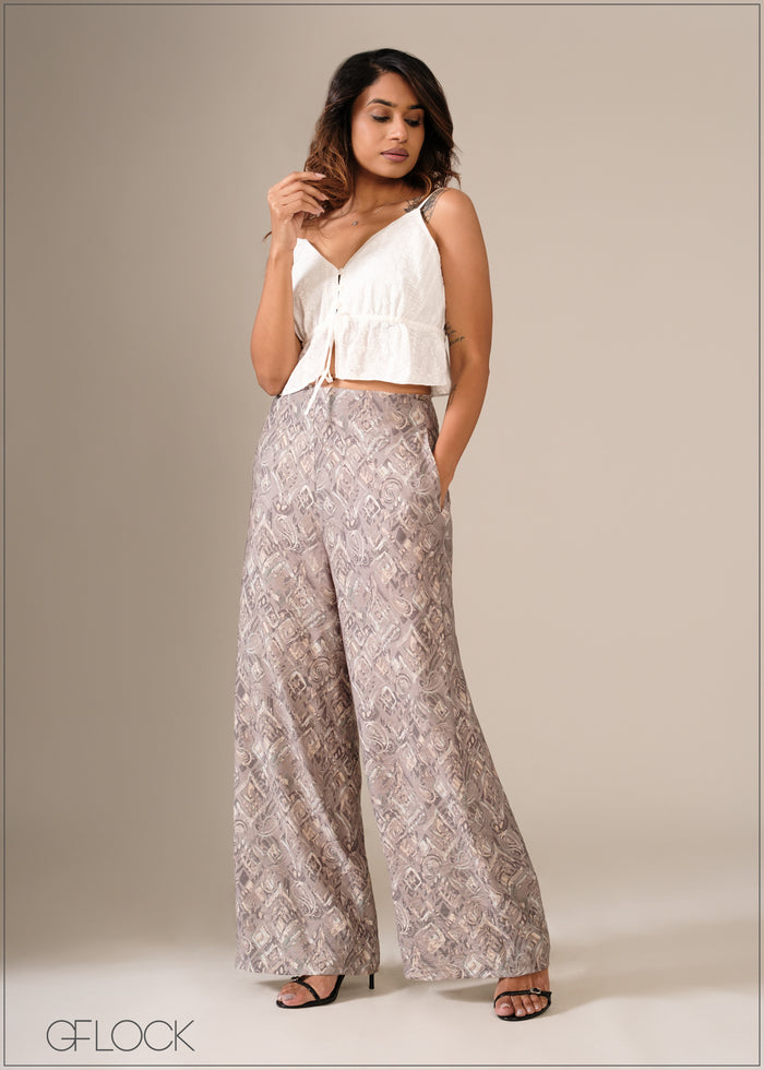 Abstract Printed Wide Leg Pant - 130326