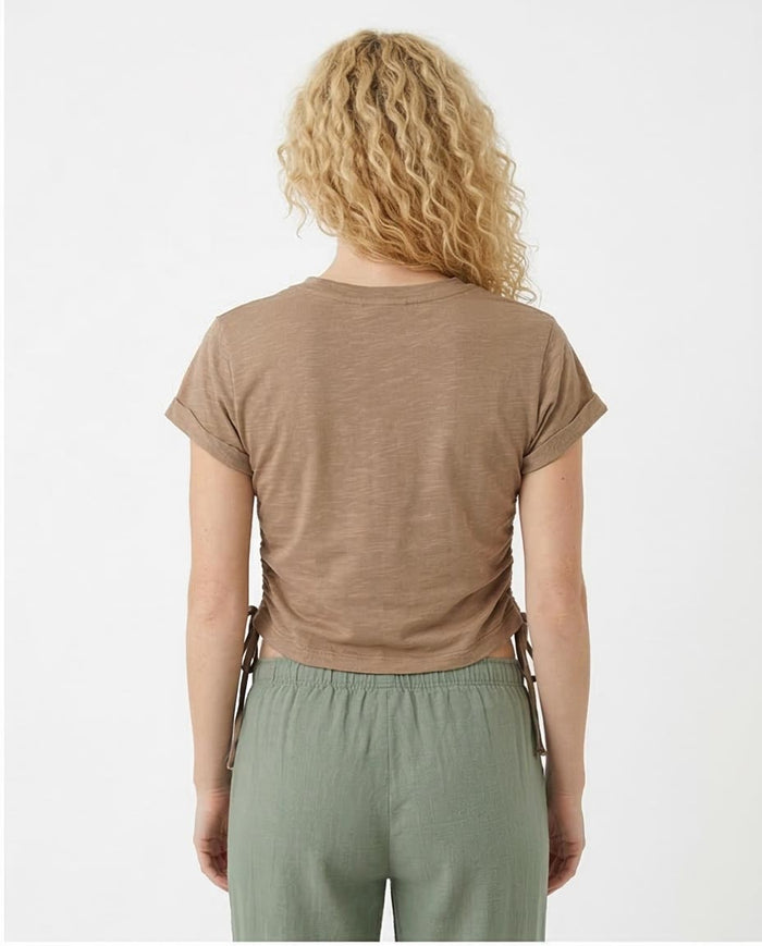 Arizona Desert Vibes Ruched Side Graphic Crop Tee - O182844