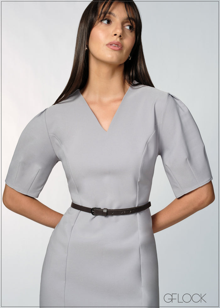 Barrel Sleeved Midi Dress - 200726