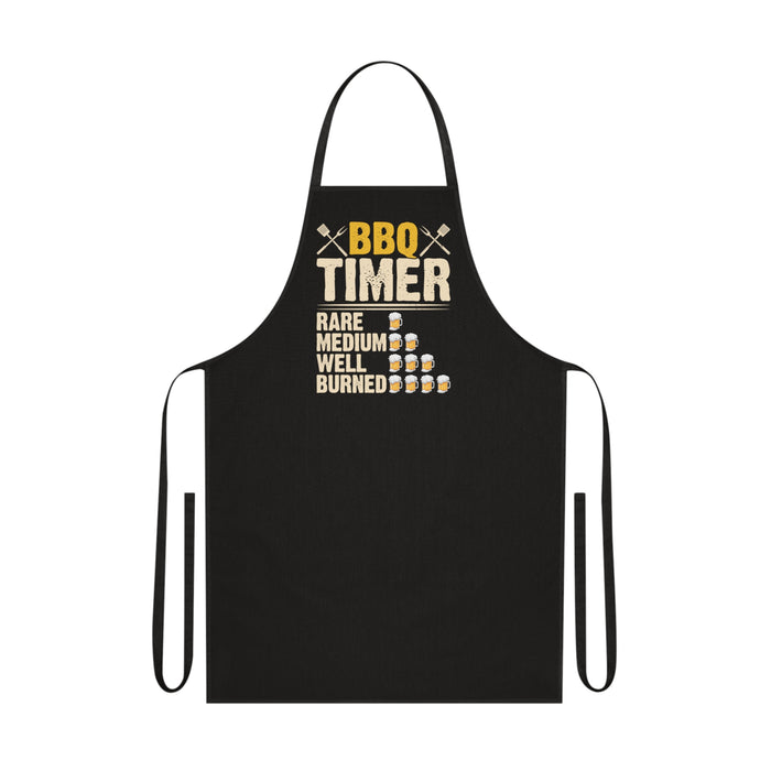 navy bbq timer grilling apron with bold bbq timer print for outdoor cooking gifts