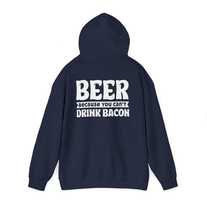 red hoodie with beer because you can't drink bacon novelty print gift for him