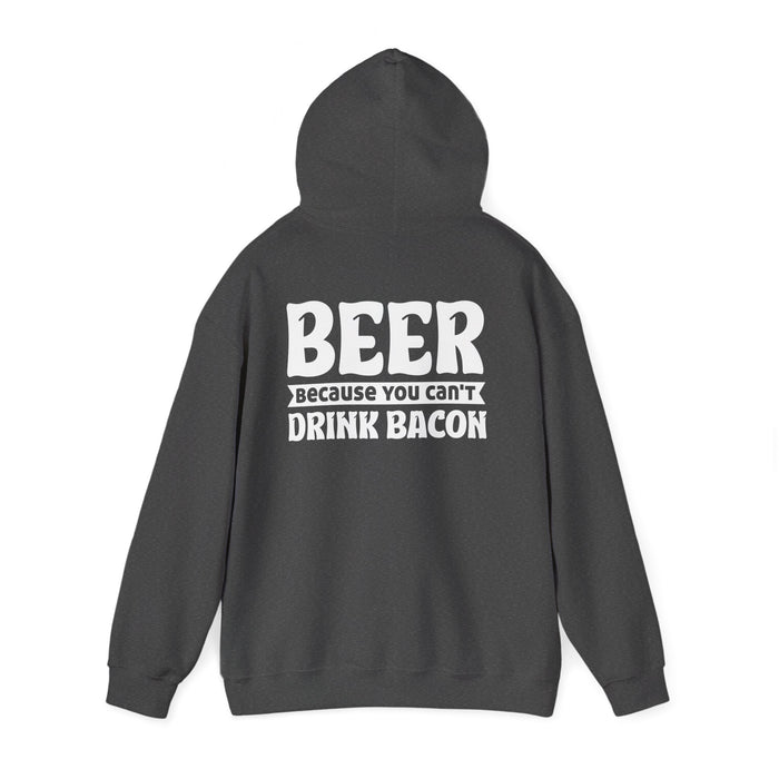 royal blue hoodie with funny beer bacon slogan birthday gift idea for men