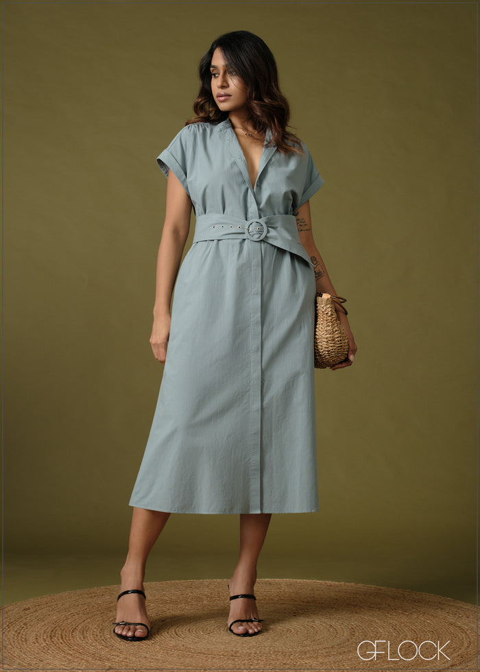 Belted Midi Dress - 100726