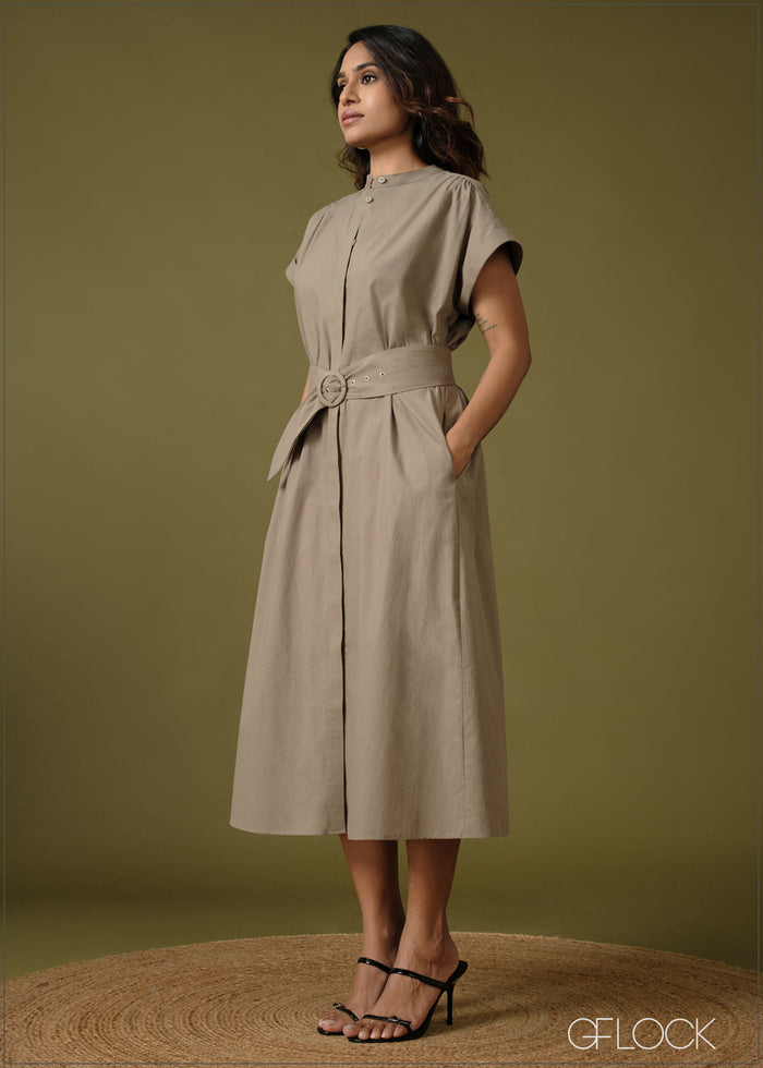 Belted Midi Dress - 100726