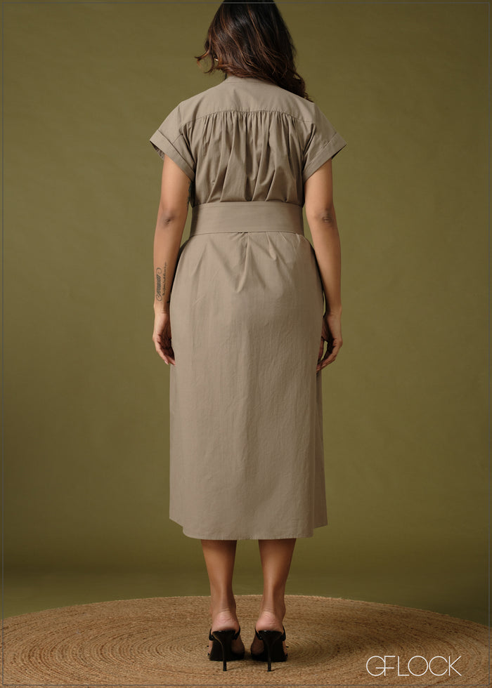 Belted Midi Dress - 100726