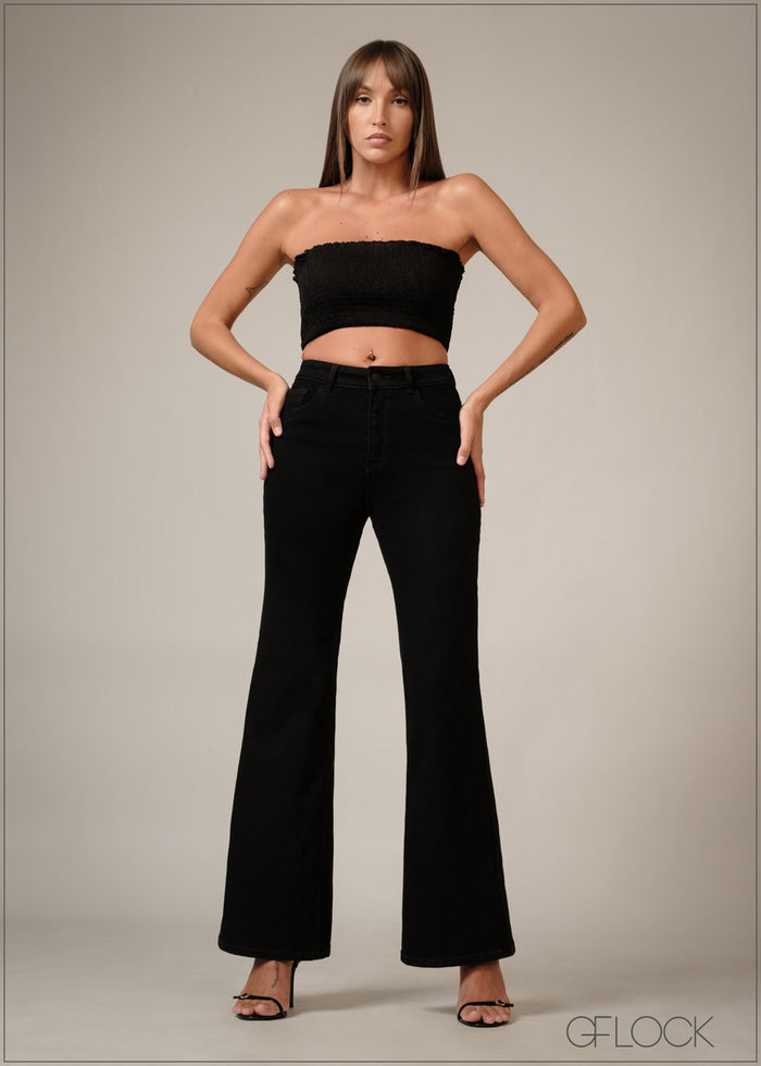 Black Bootcut Jeans - Short Length - 140326