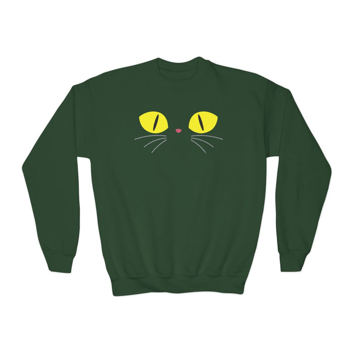 Black Cat Eyes Kids Halloween Sweatshirt - funny t-shirt by Cheeky Business