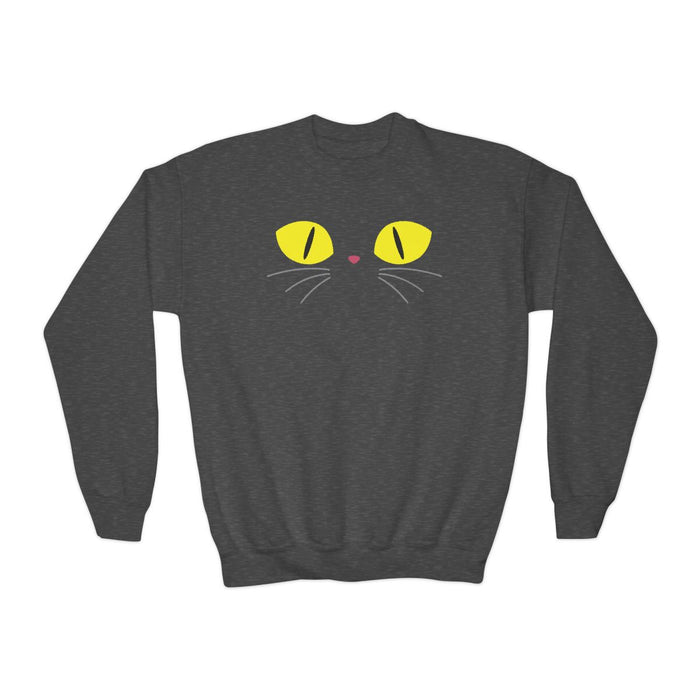 Black Cat Eyes Kids Halloween Sweatshirt - funny t-shirt by Cheeky Business