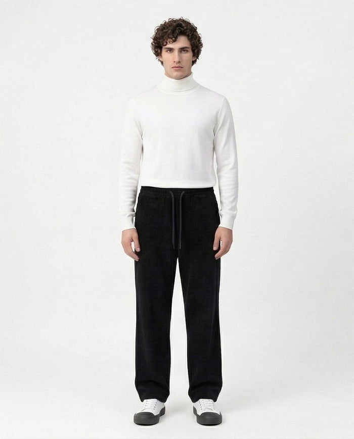 Black Corduroy Elasticated Waist Trousers - R216920