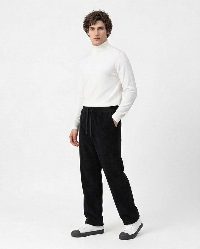 Black Corduroy Elasticated Waist Trousers - R216920