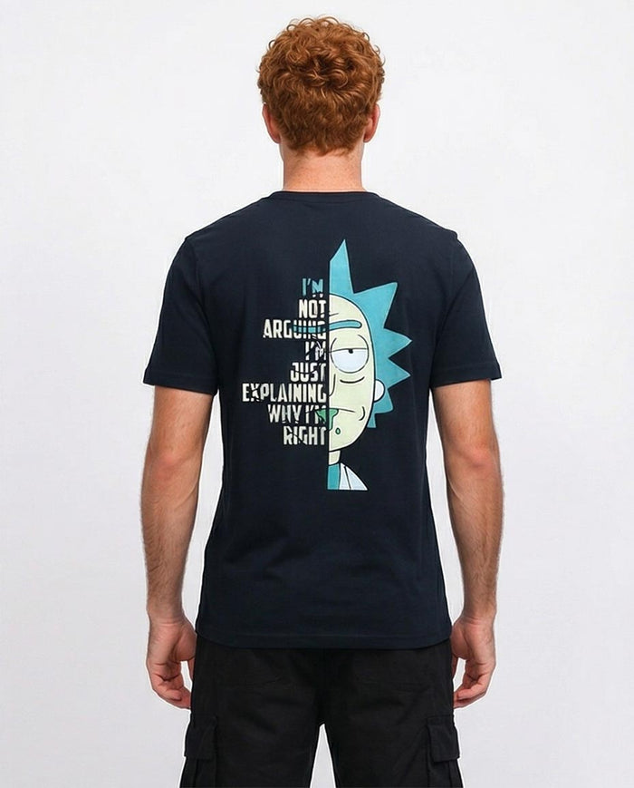 Black Rick and Morty Graphic Back Print T-Shirt - O198039