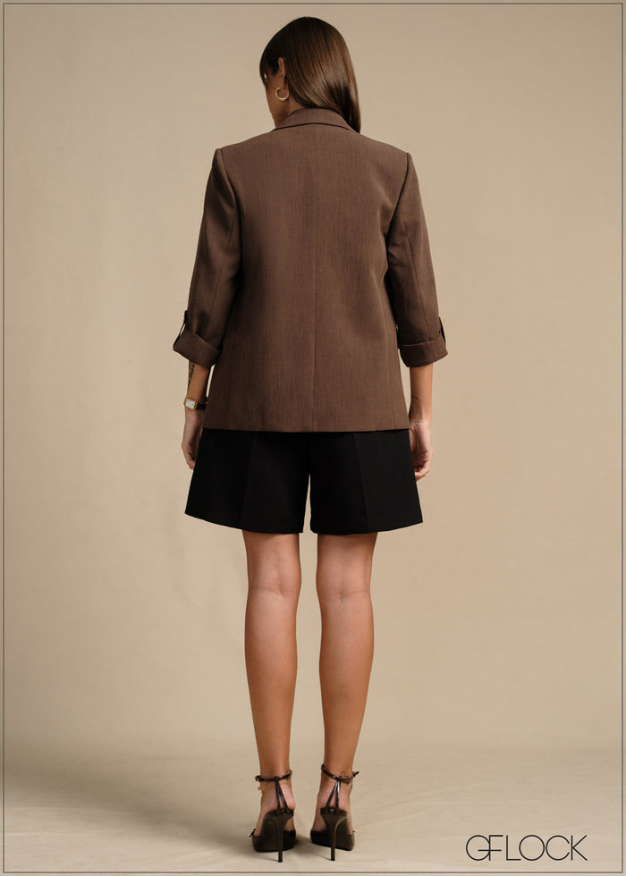 Blazer With Sleeve Tab - 020226