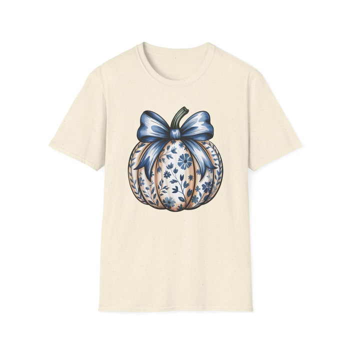 Blue Pumpkin Bow Graphic T-Shirt - funny t-shirt by Cheeky Business