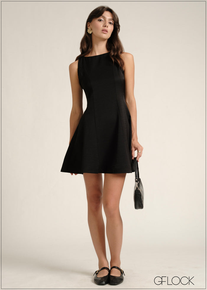Boat Neck Mini Dress - 110526