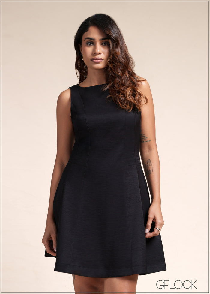 Boat Neck Mini Dress - 110526