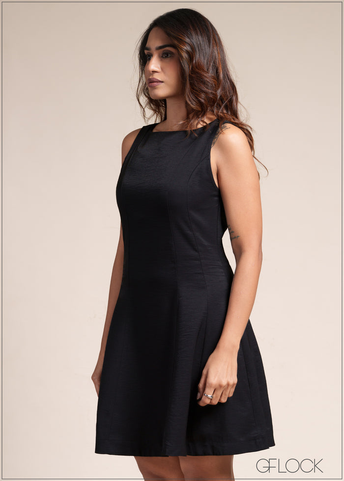 Boat Neck Mini Dress - 110526