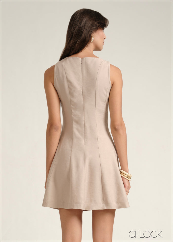 Boat Neck Mini Dress - 110526
