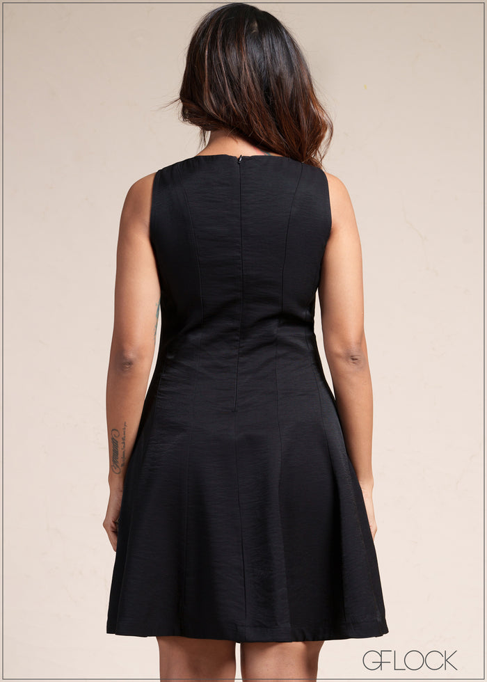 Boat Neck Mini Dress - 110526
