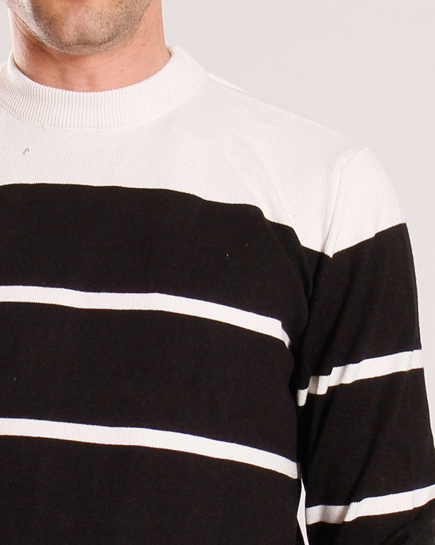 Bold Nautical Striped Crew Neck Knit Pullover - O201340