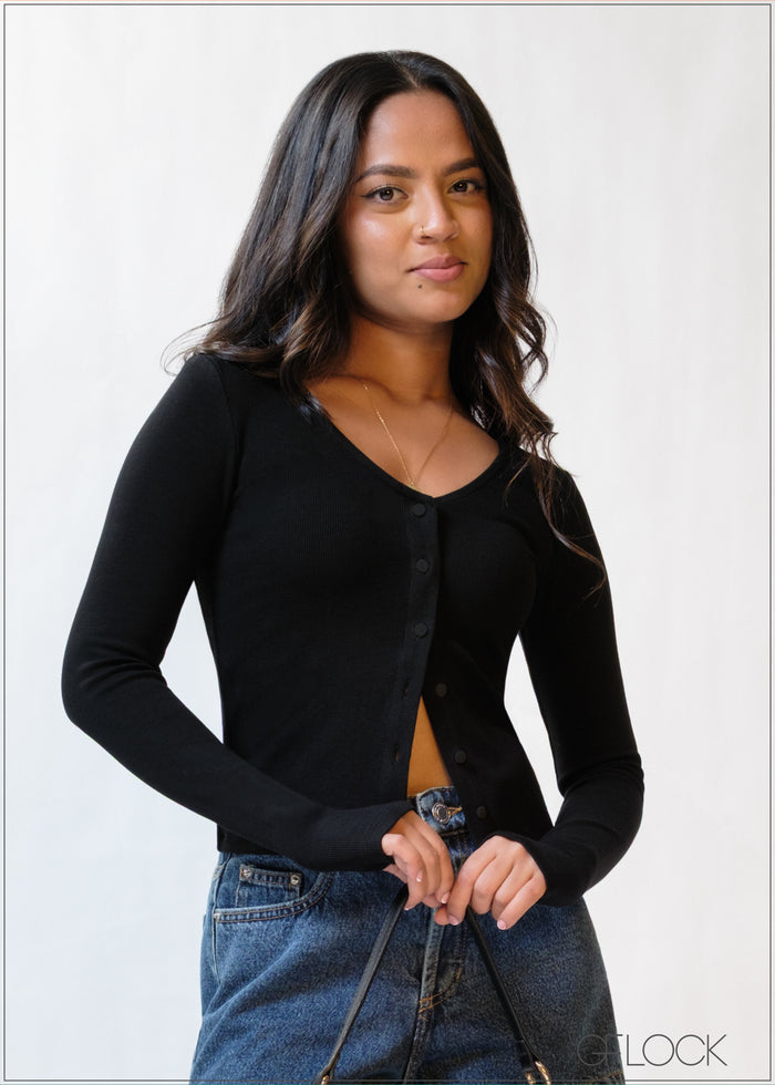 Button-Down Long Sleeve Top - 200226