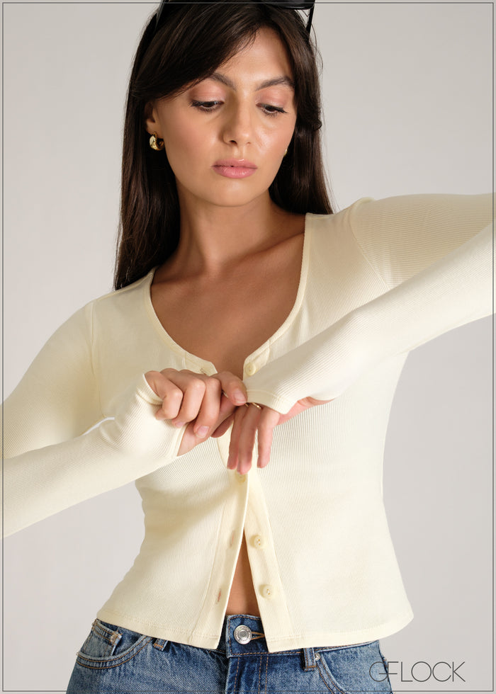Button Down Long Sleeve Top - women’s top at GFLOCK Sri Lanka