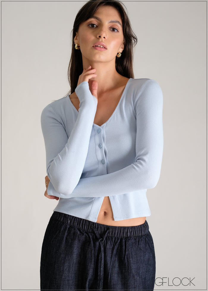 Button Down Long Sleeve Top - women’s top alternate view - GFLOCK Sri Lanka
