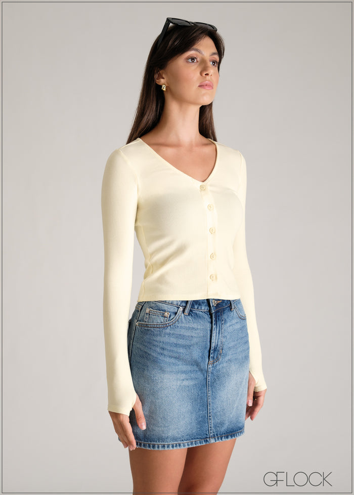 Button Down Long Sleeve Top - women’s top alternate view - GFLOCK Sri Lanka