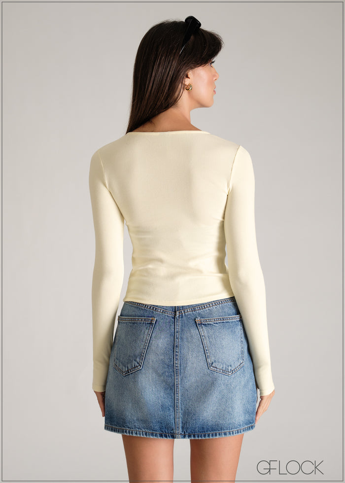Button Down Long Sleeve Top - women’s top alternate view - GFLOCK Sri Lanka