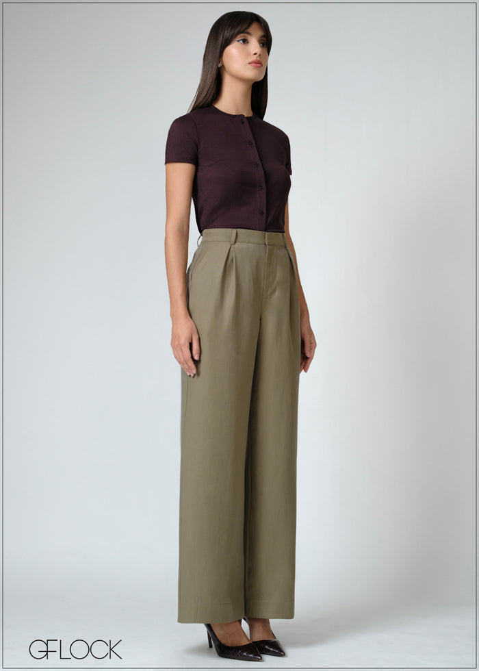 Button Down Rib T-Shirt - 080626