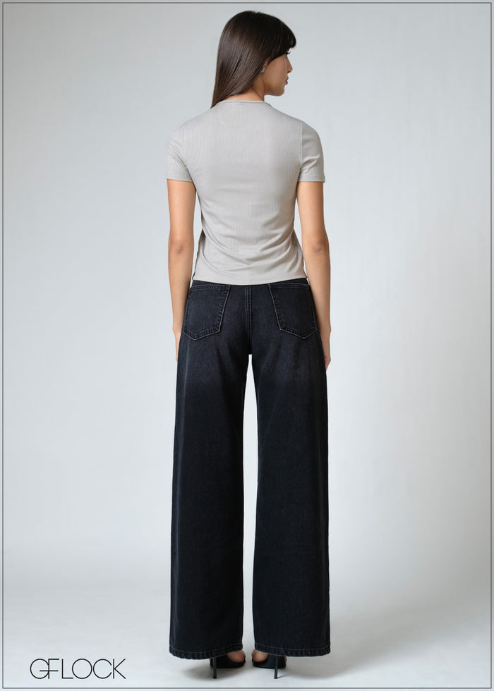 Button Down Rib T-Shirt - 080626