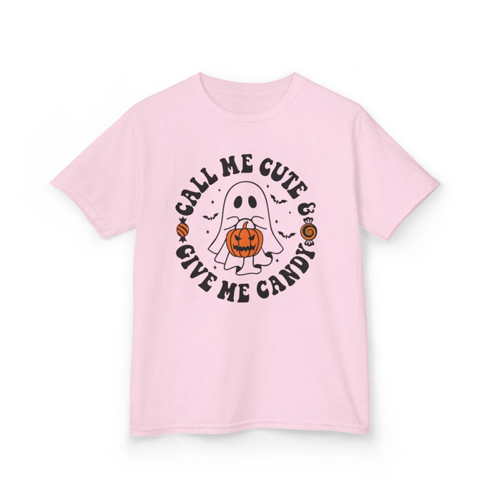 Call Me Cute Give Me Candy Kids Halloween T-Shirt - funny t-shirt by Cheeky Business