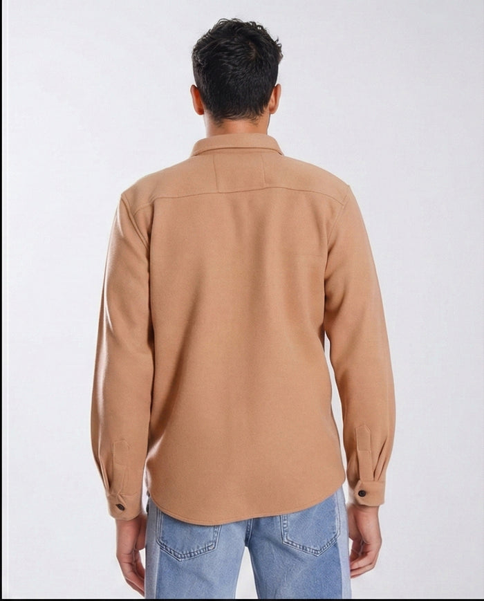 Camel Textured Double Pocket Overshirt - O203050