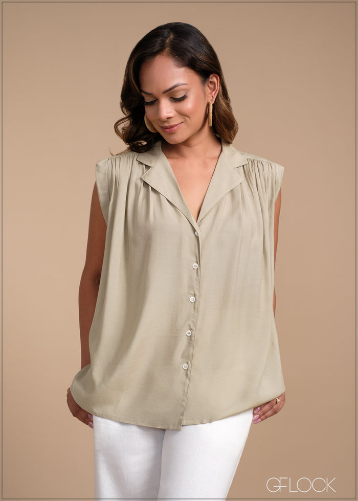 Camp Collar Sleeveless Top - 100425I