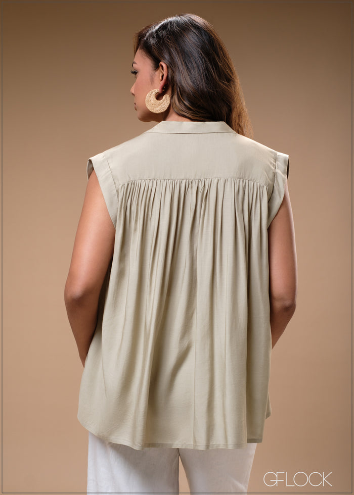 Camp Collar Sleeveless Top - 100425I