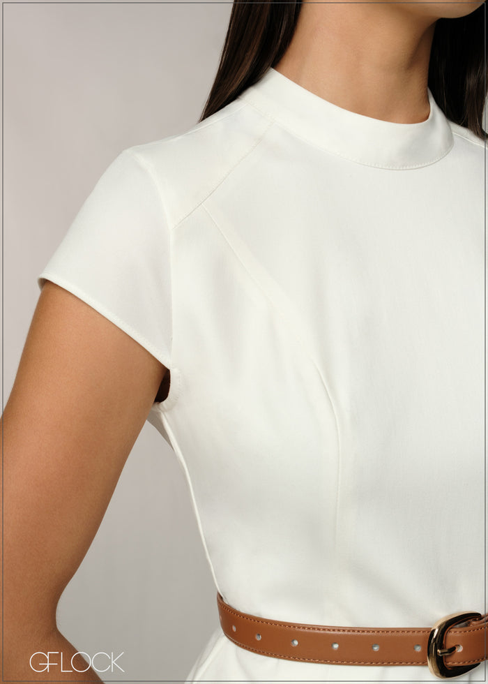 Cap Sleeved Midi Dress - 060726