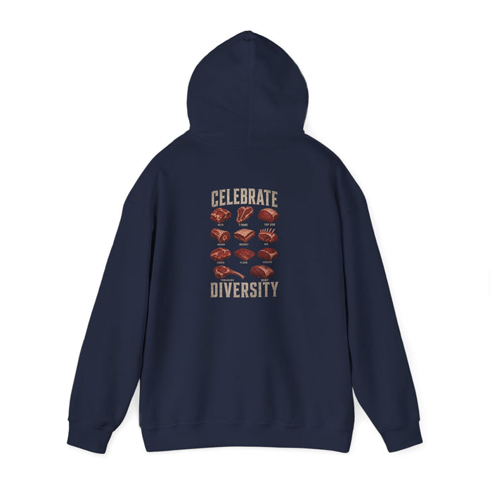 dark chocolate hoodie with celebrate diversity bbq graphic gift idea