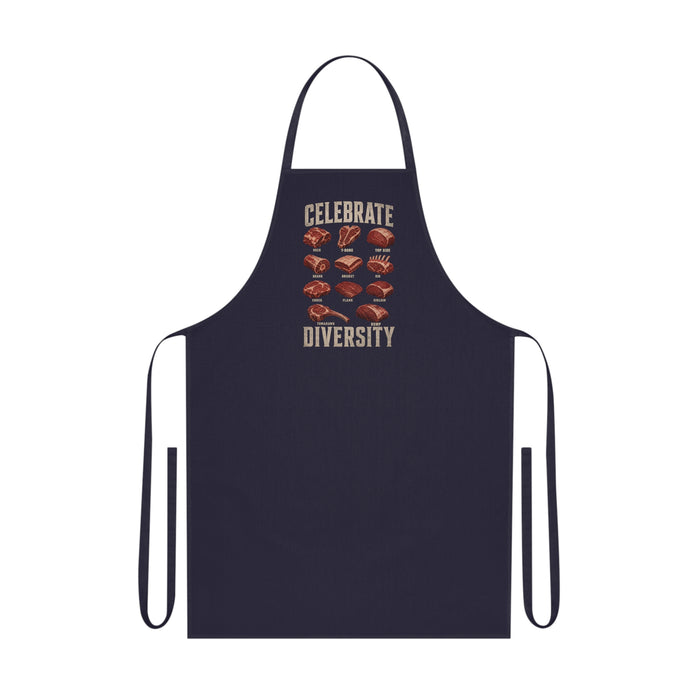 black bbq meat cuts apron with celebrate diversity funny grilling design for bbq dads