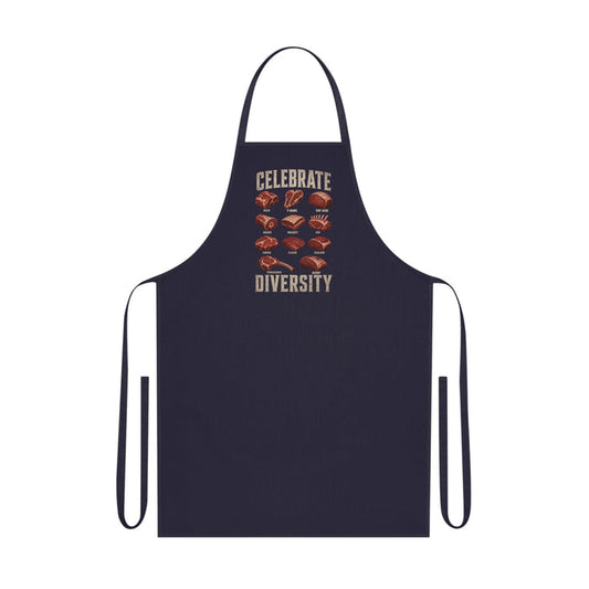 black bbq meat cuts apron with celebrate diversity funny grilling design for bbq dads