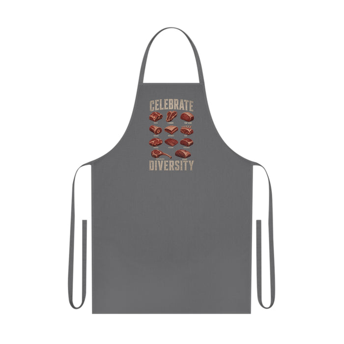 red bbq meat cuts apron with bold printed meat cuts design for dad