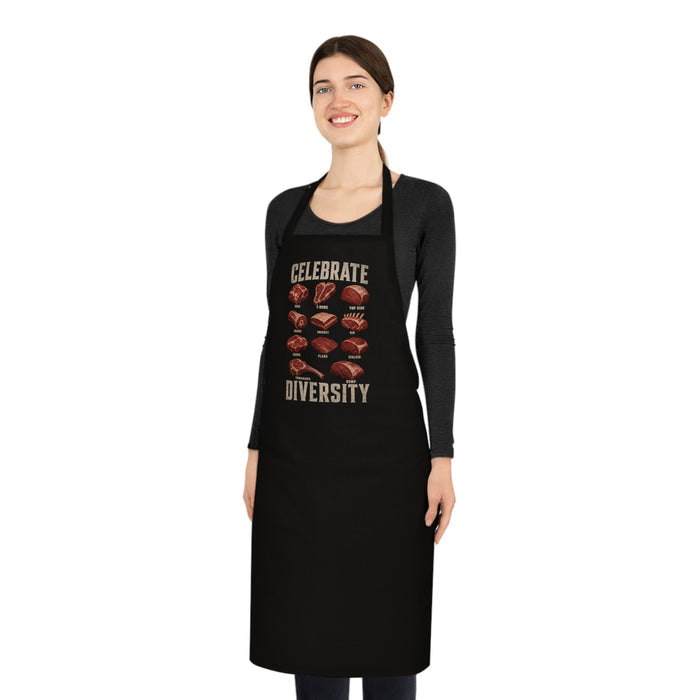 navy apron with bold meat cuts diagram print made to order bbq gift idea