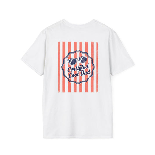 light blue t-shirt with certified cool dad retro graphic for father's day gift