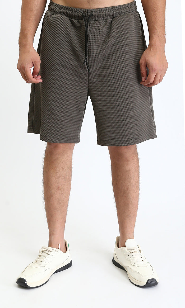 Charcoal Waffle Knit Regular Fit Shorts - O202935