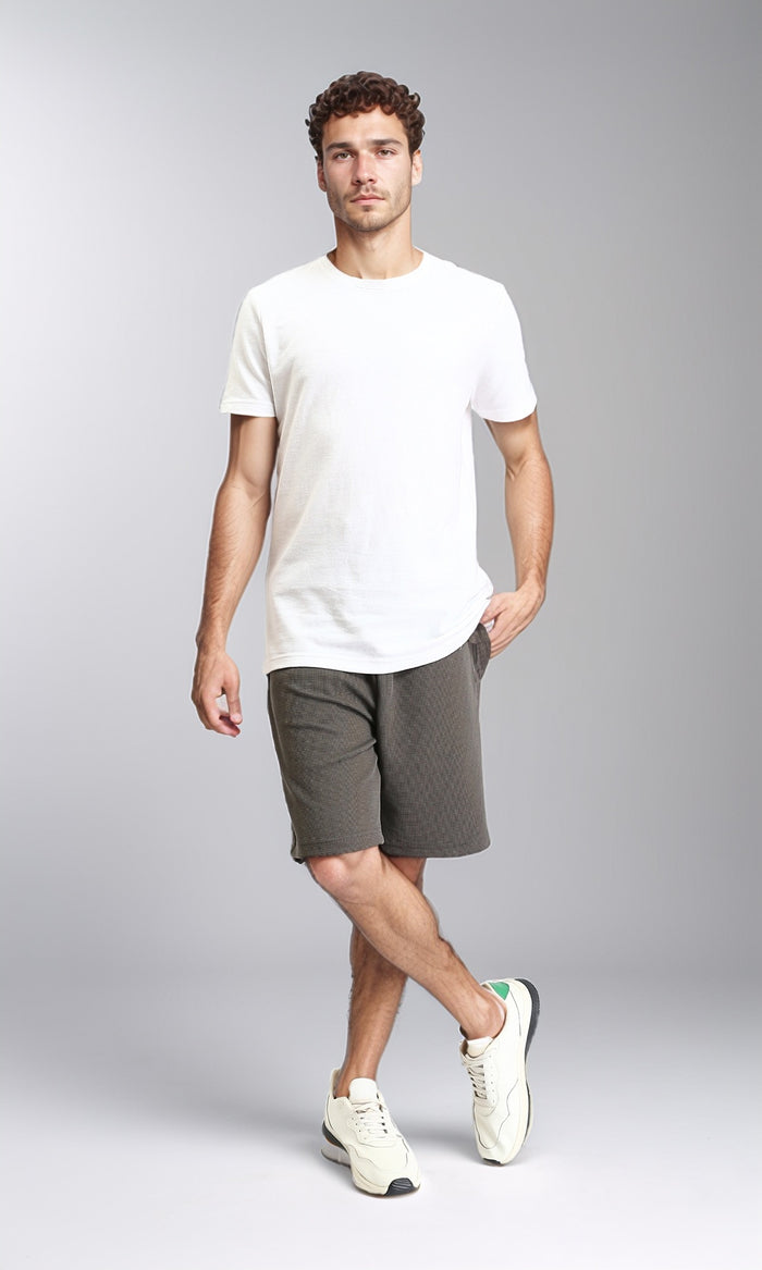 Charcoal Waffle Knit Regular Fit Shorts - O202935