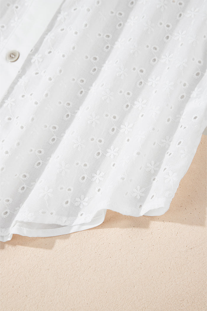 Chemise blanche en patchwork à œillets et manches bouffantes *-A WOMAN WE LOVE