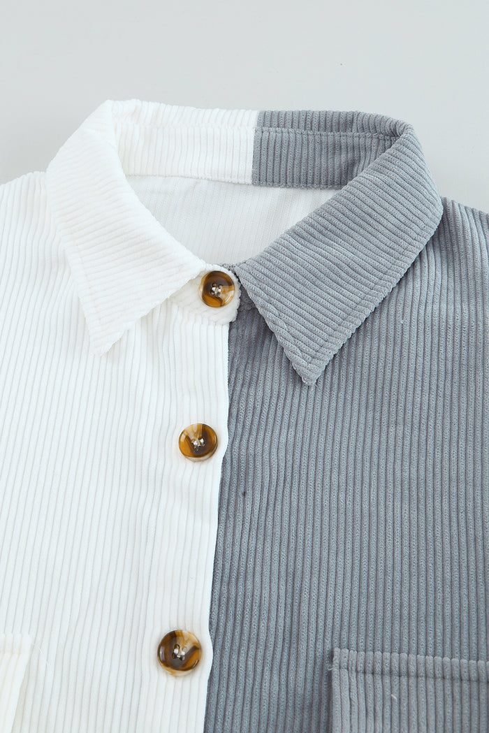 Chemise boutonnée blanche à blocs de couleurs avec poche-A WOMAN WE LOVE
